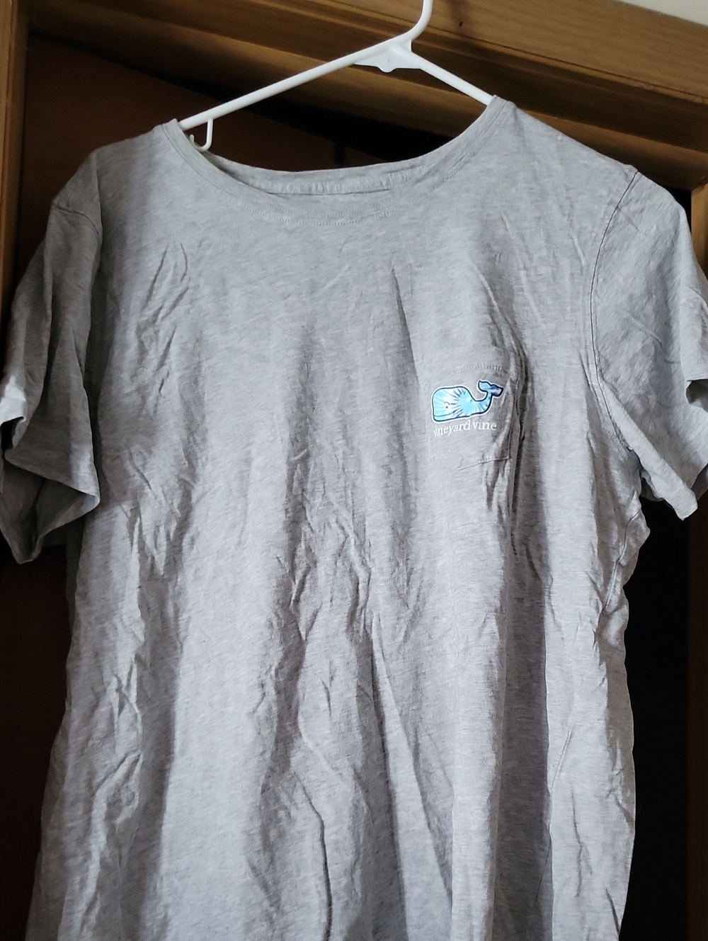 Vineyard Vines Light Gray Tee with Blue Whale Chest Logo
